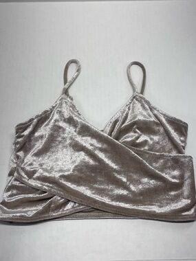 Velvet Wrap Crop Top in Light Gold - Womens Small Fairy Wrap
